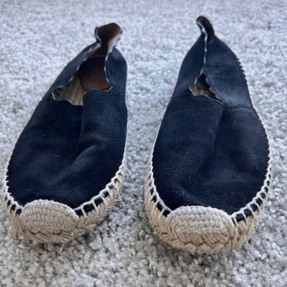 Chloe Scalloped Espadrille Flats - Black Leather Suede - Size 6 (EU 36) - Picture 4 of 5